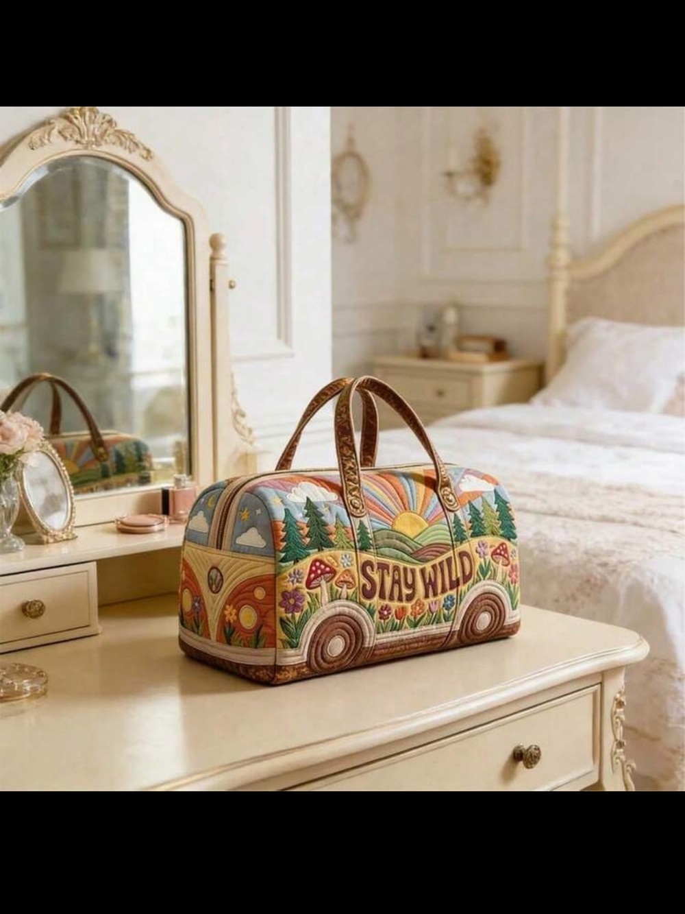 Colorful 'Stay Wild' Travel Tote Bag